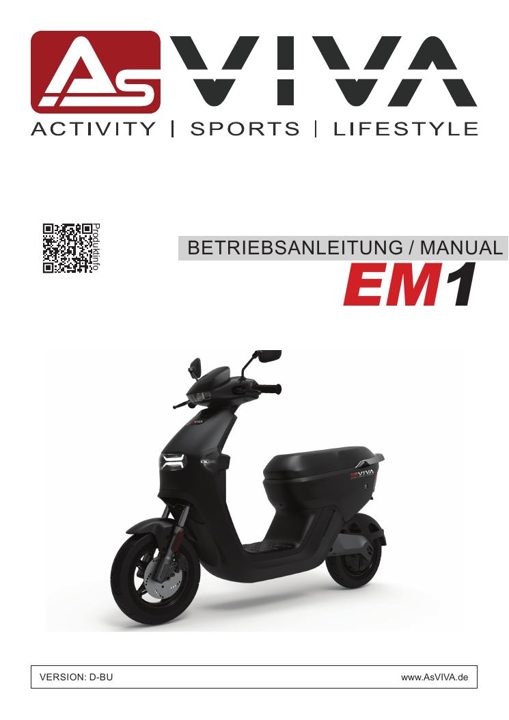AsVIVA EM1 e-scooter 60V 20Ah Panasonic accu