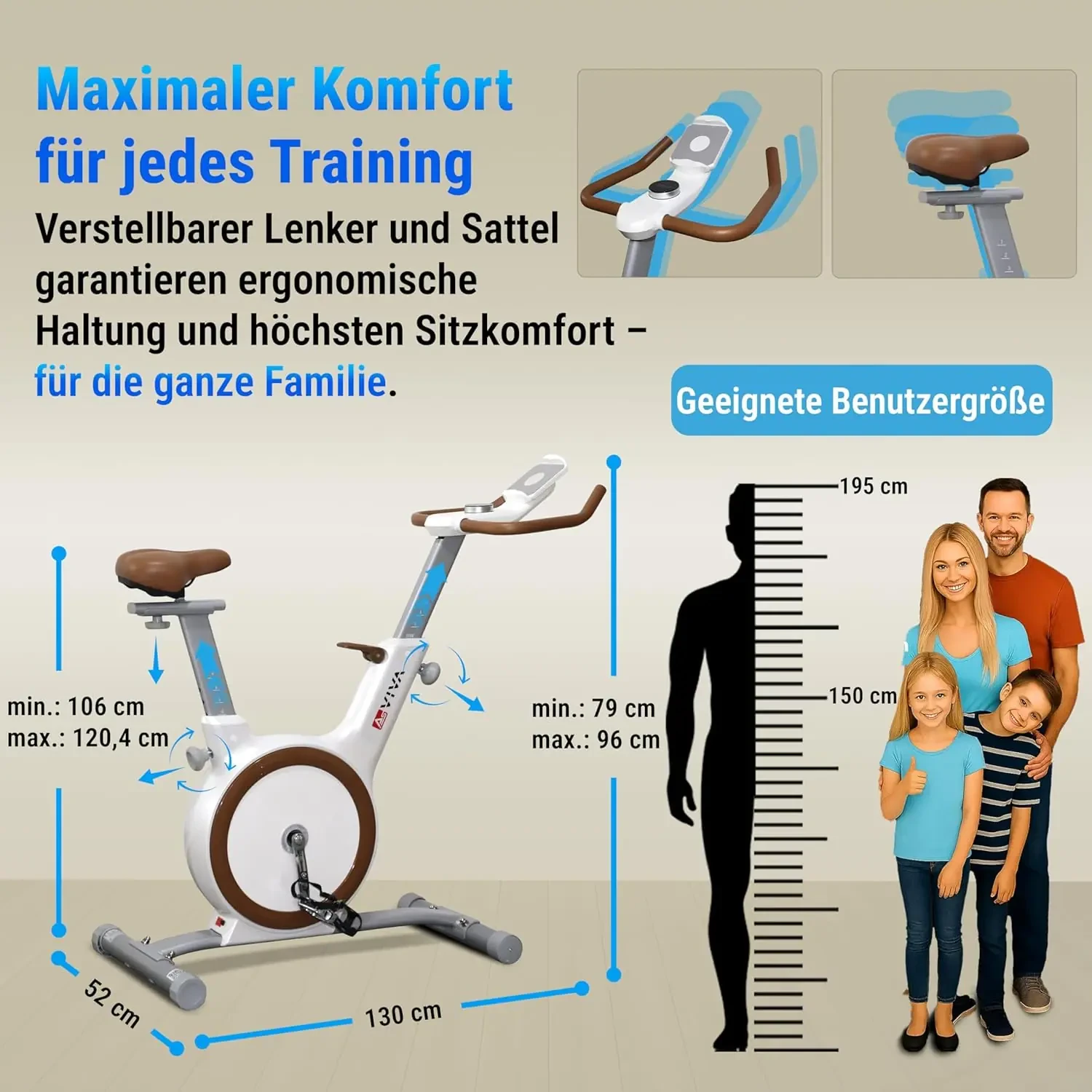 Verstellbarer Lenker & Sattel für jede Körpergröße