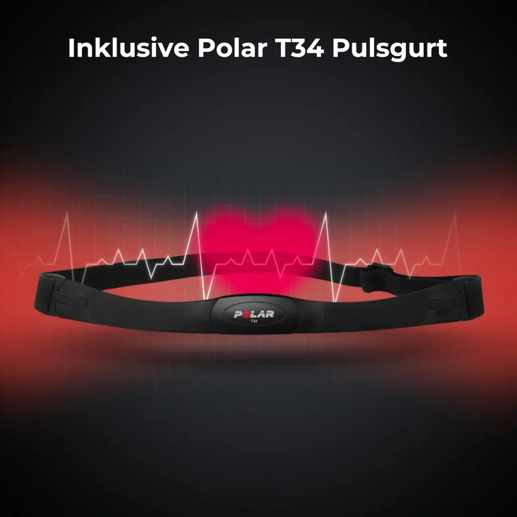 Inklusive Polar T34 Pulsgurt für exakte Herzfrequenz